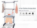 3 Tier Foldable Clothes Drying Rack for Laundry Dryer with Hanger Stand Rail Indoor