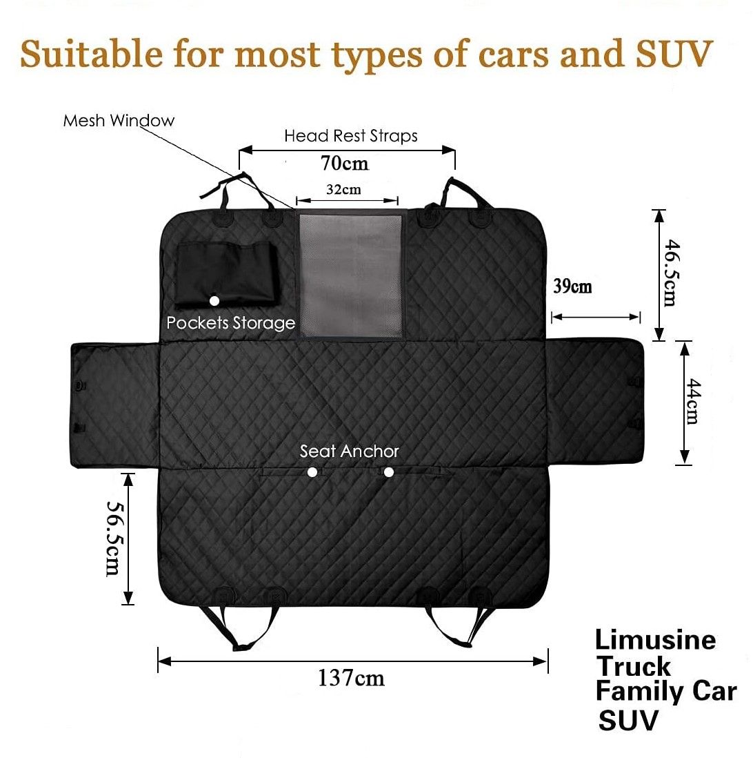 Waterproof Dog Seat Cover with View Mesh and Scratch Prevent Antislip for Trucks,Cars and SUV