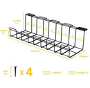 2 Pack Under Desk Cable Management Tray, Black