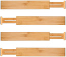 4 Pack Bamboo Adjustable Kitchen Drawer Dividers (Large, 44-55 cm)