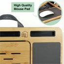 CARLA HOME Bamboo Laptop Lap Desk with Cushion and Angle Adjustable for Office and Home