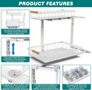2-Tier Kitchen Under Sink Organiser Storage with Height Adjustable, Unique Slide Rail & Suction Cups for Storage
