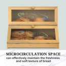 Double Layer Bamboo Bread Box for Kitchen Counter with Large Capacity and Clear Window
