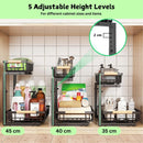 Set 2 pcs - 2-Tier Kitchen Under Sink Organiser Storage with Height Adjustable, Unique Slide Rail & Suction Cups for Storage