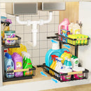 Set 2 pcs - 2-Tier Kitchen Under Sink Organiser Storage with Height Adjustable, Unique Slide Rail & Suction Cups for Storage