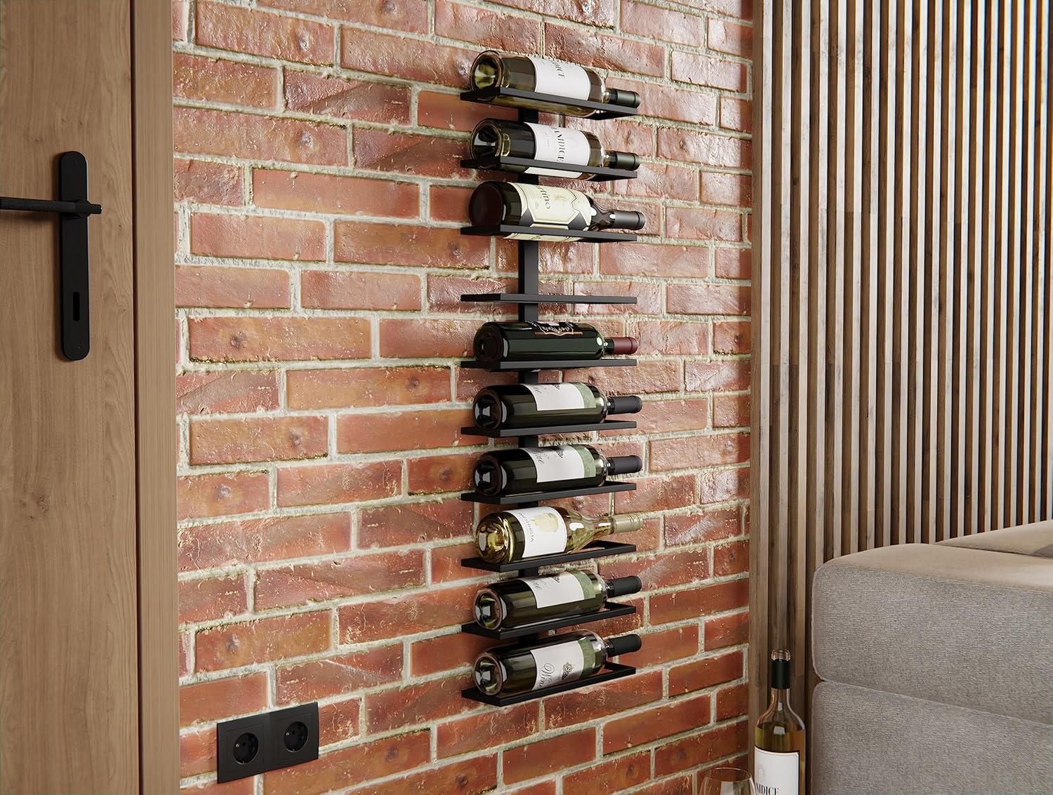 Set 2 Pcs Metal Wall Mount Wine Rack for Wine Bottles, Liquor, Champagne (Holds 10 Bottles)