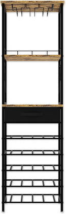 CARLA HOME Freestanding Wine Rack for 20 Bottles with Wood Countertop and Sturdy Metal Frame