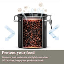 CARLA HOME Airtight Coffee Canister 1.8L - Stainless Steel - Black - Stainless Steel Coffee