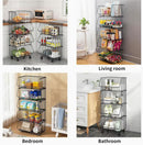 CARLA HOME Metal 5-Tier Rolling Vegetable and Fruit Basket Cart Stand for Kitchen
