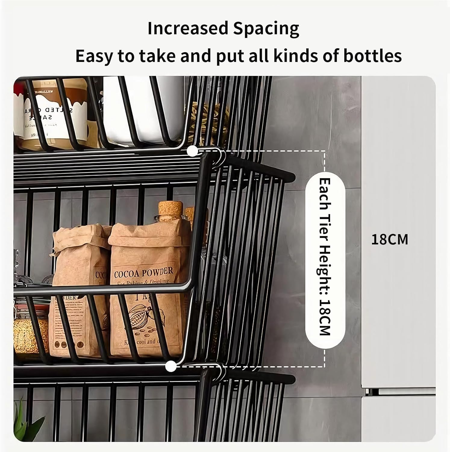 CARLA HOME Metal 5-Tier Rolling Vegetable and Fruit Basket Cart Stand for Kitchen