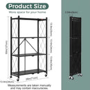 CARLA HOME 4-Tier Foldable Storage Shelf with Wheels for Kitchen, Garage, Pantry or Basement (Black)