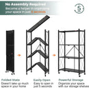 CARLA HOME 4-Tier Foldable Storage Shelf with Wheels for Kitchen, Garage, Pantry or Basement (Black)