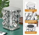 CARLA HOME Rotating Spice Rack Organizer with 20 Glass Jars for Kitchen Countertop