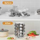 CARLA HOME Rotating Spice Rack Organizer with 20 Glass Jars for Kitchen Countertop