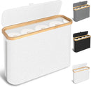 CARLA HOME Toilet Paper Storage Basket Holds Up to 12 Rolls with Bamboo Lid and Handle for RV Closet (White)