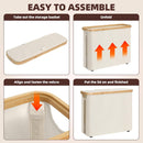 CARLA HOME Toilet Paper Storage Basket Holds Up to 12 Rolls with Bamboo Lid and Handle for RV Closet (White)