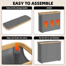 CARLA HOME Toilet Paper Storage Basket Holds Up to 12 Rolls with Bamboo Lid and Handle for RV Closet (Grey)