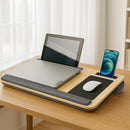 CARLA HOME Oversized Portable Lap Desk with Cushion,Mouse Pad, Tablet and Phone Holder which Fits Up to 17 Inch Laptops for Bed or Sofa (Brown)