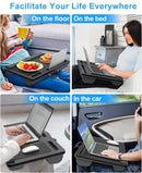 CARLA HOME Oversized Portable Lap Desk with Cushion,Mouse Pad, Tablet and Phone Holder which Fits Up to 17 Inch Laptops for Bed or Sofa (Brown)