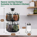 CARLA HOME Rotating Spice Rack Organizer with 16 Glass Jars for Kitchen Seasoning and Herb Storage