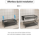 CARLA HOME 2-Tier Dish Drying Rack with Drainage Tray, Utensil Holder, Cup Hooks & Cutting Board Rack for Kitchen (Black)