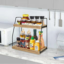 CARLA HOME 2-Tier Wooden Coffee Station Rack Organizer for Coffee Bar, Condiments, Syrups, Storage Jars & Spice Storage Shelf