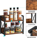 CARLA HOME 2-Tier Countertop Shelf Organizer Rustic Wood Kitchen Spice Rack for Storage, Condiments & Cabinet Organization