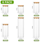 CARLA HOME 6 Pack Glass Storage Jars with Bamboo Lids for Kitchen Pantry, Pasta, Snacks, Cookies, Candy & More