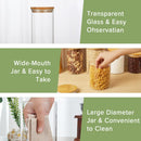 CARLA HOME 6 Pack Glass Storage Jars with Bamboo Lids for Kitchen Pantry, Pasta, Snacks, Cookies, Candy & More