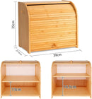 CARLA HOME Large Bamboo Bread Box Storage Organizer with Roll Top for Kitchen Counter