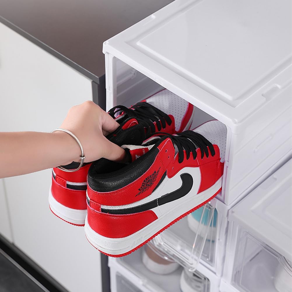 CARLA HOME 6-Tier Stackable Shoe Storage Box Organizer with Clear Door for Closet, Entryway or Cabinet