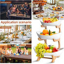 CARLA HOME 3-Tier Plastic Fruit Bowl Basket with Bamboo Stand for Kitchen Counter, Snack Tray, Dessert Server & Vegetable Storage Rack