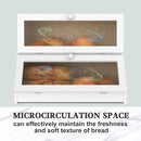 CARLA HOME Double Layer Bamboo Bread Box for Kitchen Counter - Large Capacity Bread Storage Container with Clear Window, Easy Assembly, Farmhouse Style Bread Holder (White)