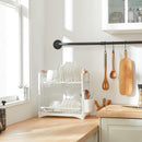 CARLA HOME 2-Tier Large Dish Drying Rack with Drainboard, Utensil Holder, Glass Hooks & Cutlery Storage (White)