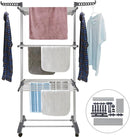 CARLA HOME Folding Clothes Drying Rack with Wheels and Adjustable Side Wings for Laundry Rack and Clothes Storage (Upgraded Model)