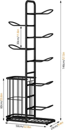 CARLA HOME 7 Tier Ball Storage Rack - Sports Organiser - Black - Basketball Storage Rack