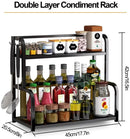 CARLA HOME 2-Tier Wooden Kitchen Countertop Spice Rack for Storage of Condiments, Oils, Jars & Seasoning Bottles