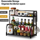 CARLA HOME 2-Tier Wooden Kitchen Countertop Spice Rack for Storage of Condiments, Oils, Jars & Seasoning Bottles