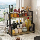 CARLA HOME 2-Tier Wooden Kitchen Countertop Spice Rack for Storage of Condiments, Oils, Jars & Seasoning Bottles