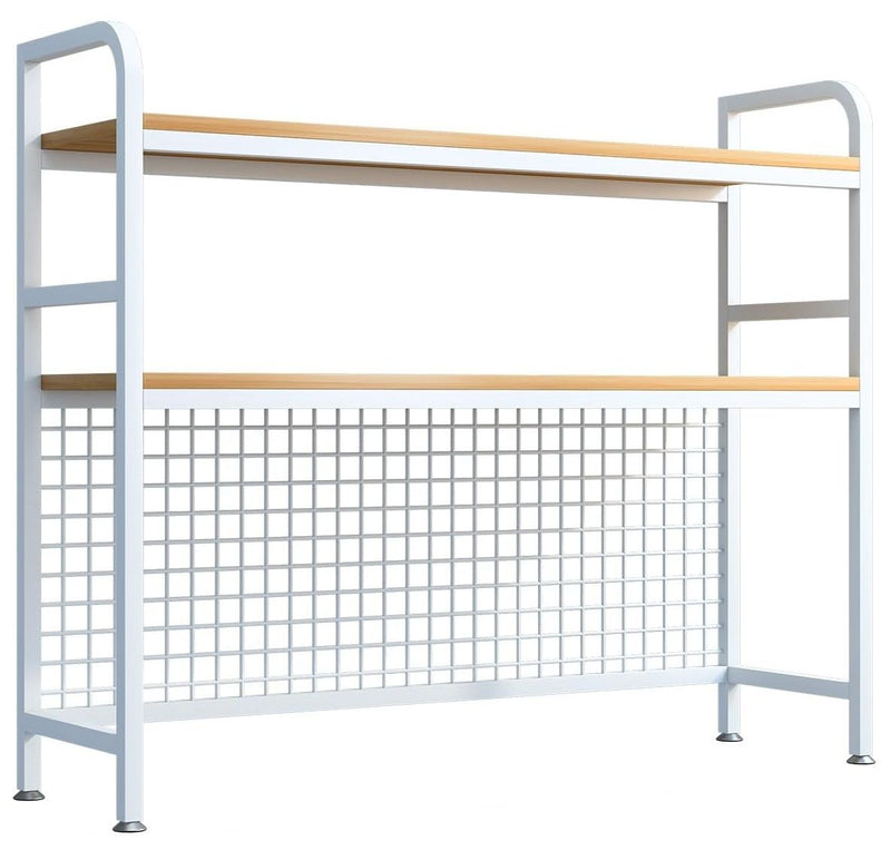 CARLA HOME  2-Tier Metal Desktop Hutch Bookshelf with Grid Panel for Computer Desk and Office Countertop