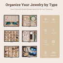 CARLA HOME 6-Layer Large Jewelry Box for Women withDrawers, Mirror, Lock, Necklace Hooks & Side Compartments for Rings, Earrings, Bracelets, Gifts (Black)