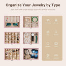 CARLA HOME 6-Layer Large Jewelry Box for Women withDrawers, Mirror, Lock, Necklace Hooks & Side Compartments for Rings, Earrings, Bracelets, Gifts (Pink)