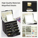 CARLA HOME  6-Layer Large Jewelry Organizer Box for Women with Mirror, Drawers, Hooks & Dividers for Rings, Necklaces, Bracelets, Ideal Gift for Women (Black)