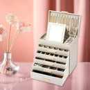 CARLA HOME  6-Layer Large Jewelry Organizer Box for Women with Mirror, Drawers, Hooks & Dividers for Rings, Necklaces, Bracelets, Ideal Gift for Women (White)