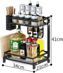 CARLA HOME 2-Tier Kitchen Spice Rack Organizer Storage Shelf for Condiments, Oil Bottles, Utensils, Cutting Board & More