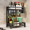 CARLA HOME 2-Tier Kitchen Spice Rack Organizer Storage Shelf for Condiments, Oil Bottles, Utensils, Cutting Board & More