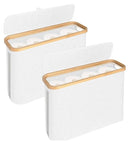 CARLA HOME 2 Pack Toilet Paper Storage Basket Holds Up to 12 Rolls with Bamboo Lid and Handle for RV Closet (White)