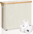 CARLA HOME 2 Pack Toilet Paper Storage Basket Holds Up to 12 Rolls with Bamboo Lid and Handle for RV Closet (White)