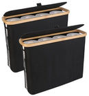 CARLA HOME 2 pack Toilet Paper Storage Basket Holds Up to 12 Rolls with Bamboo Lid and Handle for RV Closet (Black)