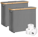 CARLA HOME 2 pack Toilet Paper Storage Basket Holds Up to 12 Rolls with Bamboo Lid and Handle for RV Closet (Grey)